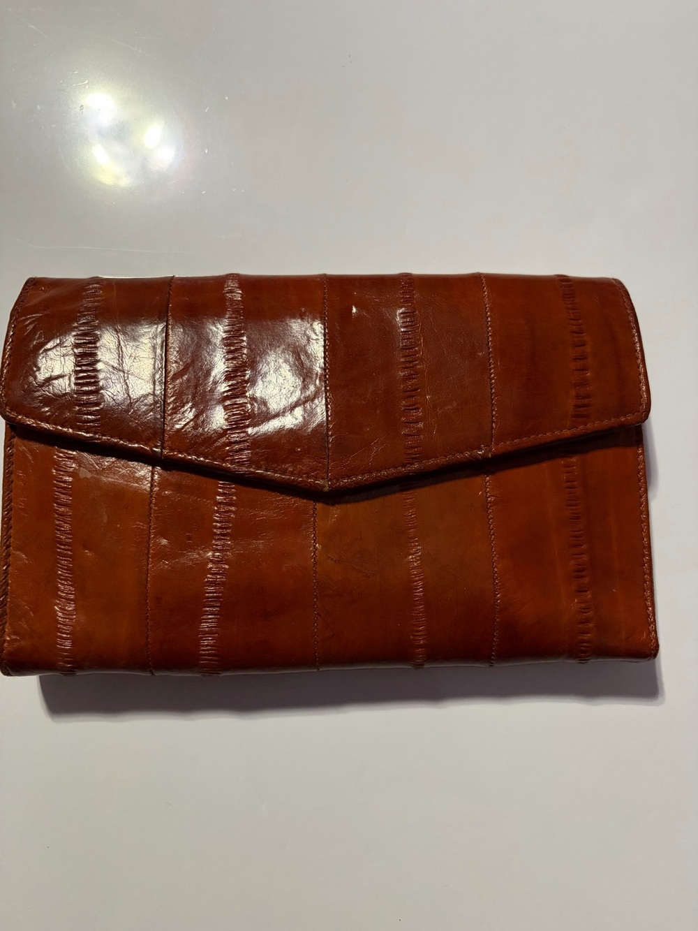 Classic Brown Leather Envelope Clutch Wallet